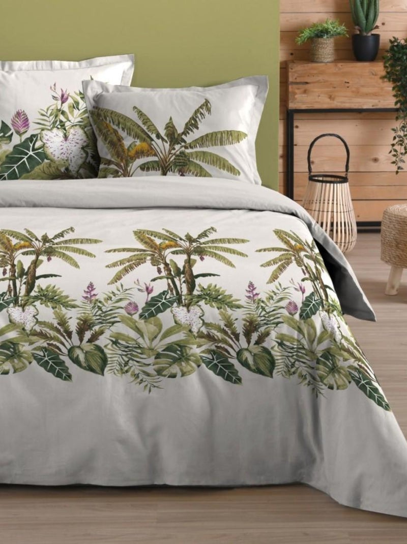 Housse de couette 260x240 ANTILLES + 2 taies 100% coton 57 fils Blanc - Kiabi