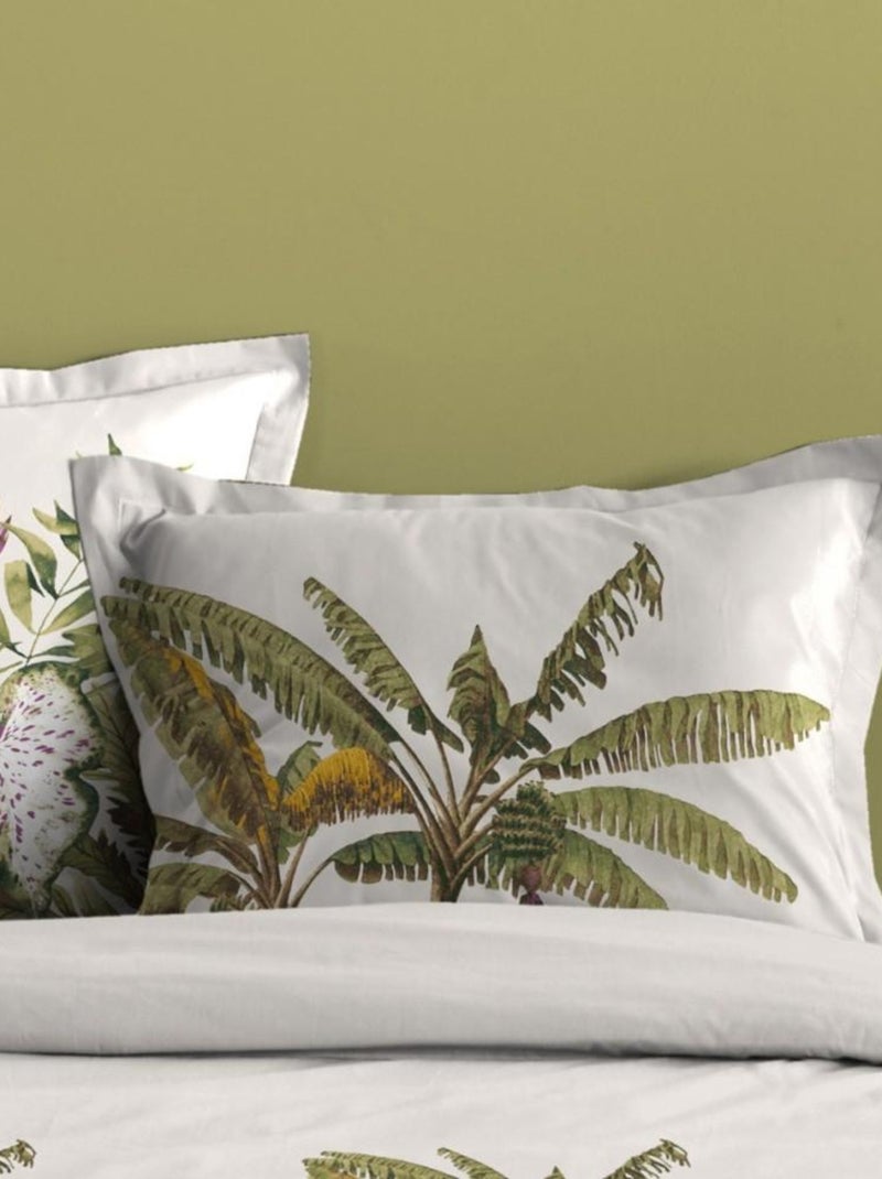 Housse de couette 260x240 ANTILLES + 2 taies 100% coton 57 fils Blanc - Kiabi