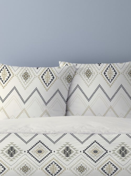 Housse de couette 260x240 AZTECA + 2 taies 100% coton - Kiabi