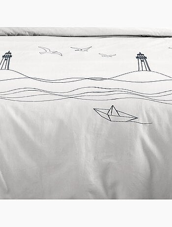 Housse de couette 260x240 Bord de mer + 2 taies coton 57 fils