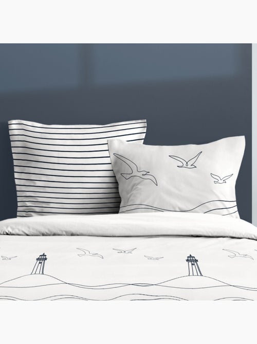 Housse de couette 260x240 Bord de mer + 2 taies coton 57 fils - Kiabi Housse de couette 260x240 Bord de mer + 2 taies coton 57 fils - Kiabi