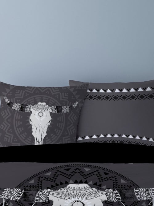 Housse de couette 260x240 BUFFLE GRIS + 2 taies 100% coton - Kiabi