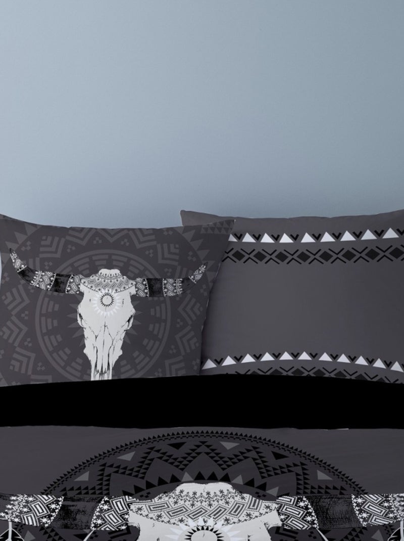 Housse de couette 260x240 BUFFLE GRIS + 2 taies 100% coton Gris - Kiabi