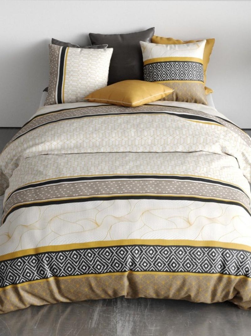 Housse de couette 260x240 CARIOCA + 2 taies coton 57 fils Beige - Kiabi