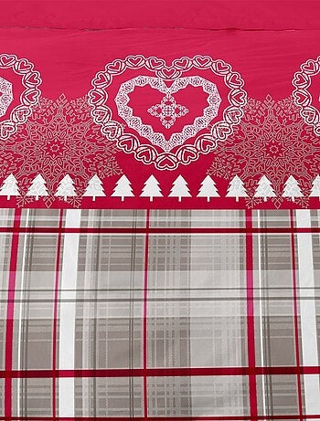 Housse de couette 260x240 Cœur de charme + 2 taies coton flanelle