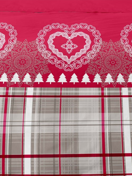 Housse de couette 260x240 Cœur de charme + 2 taies coton flanelle - Kiabi