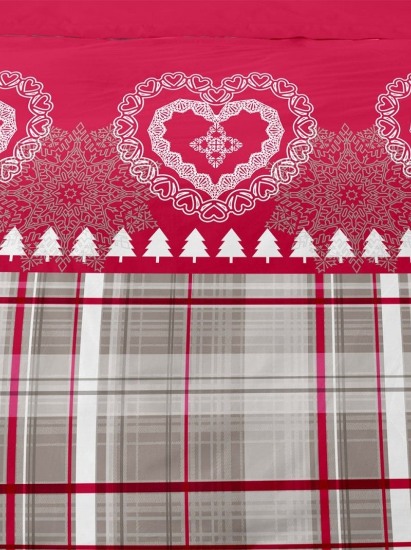 Housse de couette 260x240 Cœur de charme + 2 taies coton flanelle Rouge - Kiabi