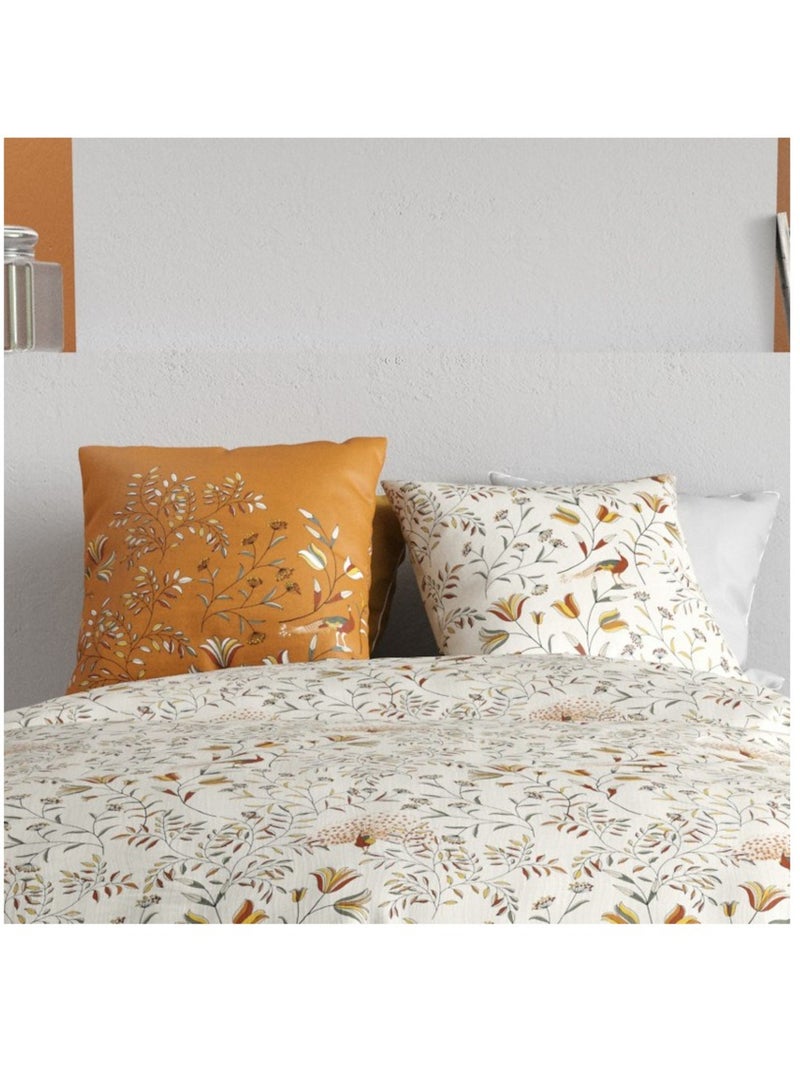 Housse de couette 260x240 DEMIL + 2 taies coton 57 fils Orange - Kiabi