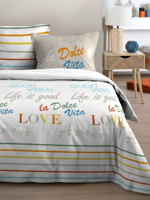 Housse de couette 260x240 DOLCE VITA + 2 taies coton 57 fils - Kiabi