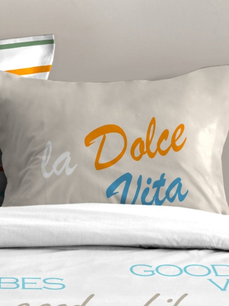 Housse de couette 260x240 DOLCE VITA + 2 taies coton 57 fils Multicolore - Kiabi