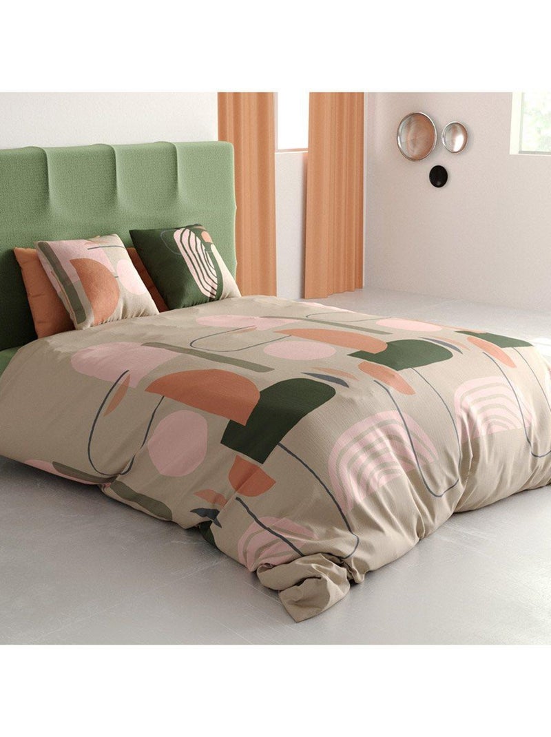 Housse de couette 260x240 Ely + 2 taies 100% coton 57 fils Beige - Kiabi