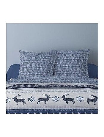 Housse de couette 260x240 FENRIS BLEU + 2 taies matière Polaire