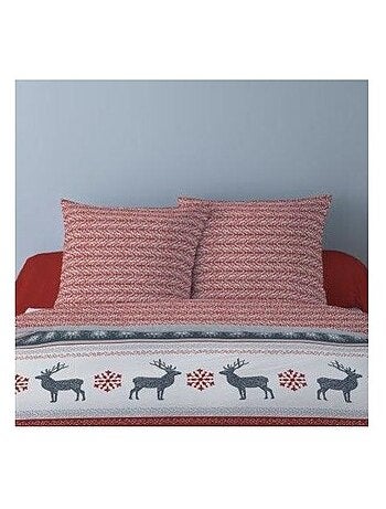 Housse de couette 260x240 FENRIS Rouge + 2 taies matière Polaire