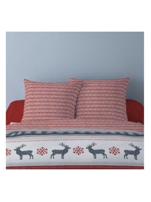 Housse de couette 260x240 FENRIS Rouge + 2 taies matière Polaire - Kiabi
