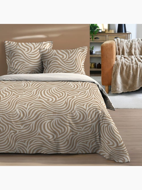 Housse de couette 260x240 finition rabat + 2 taies coton 57 fils - Kiabi