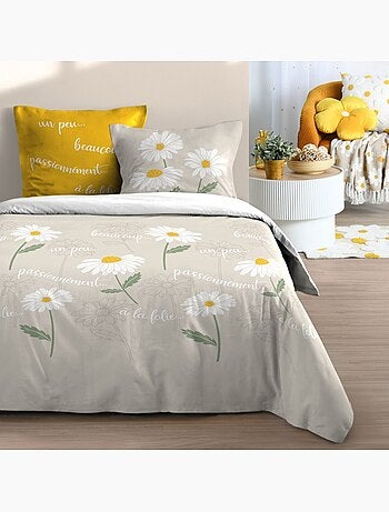 Housse de couette 260x240 finition rabat + 2 taies coton 57 fils