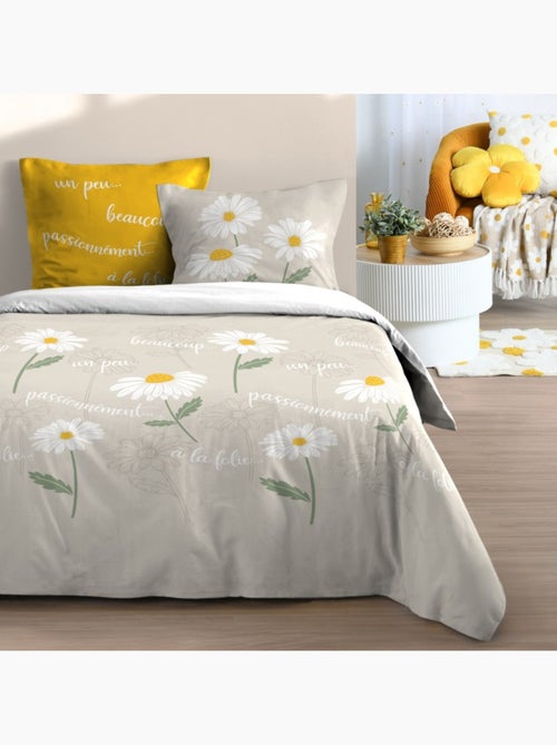 Housse de couette 260x240 finition rabat + 2 taies coton 57 fils - Kiabi