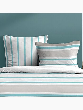 Housse de couette 260x240 finition rabat + 2 taies coton 57 fils
