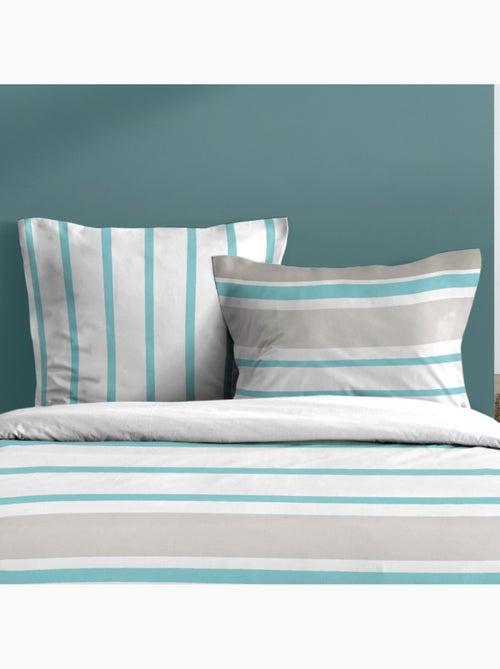 Housse de couette 260x240 finition rabat + 2 taies coton 57 fils - Kiabi
