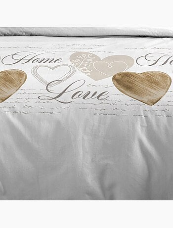 Housse de couette 260x240 finition rabat + 2 taies coton 57 fils