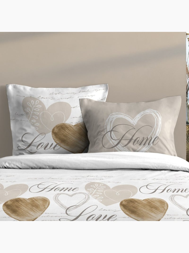 Housse de couette 260x240 finition rabat + 2 taies coton 57 fils Blanc - Kiabi