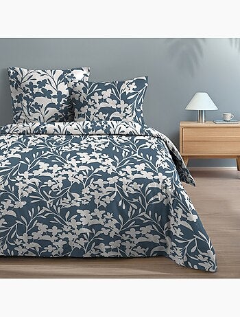 Housse de couette 260x240 finition rabat + 2 taies coton 57 fils