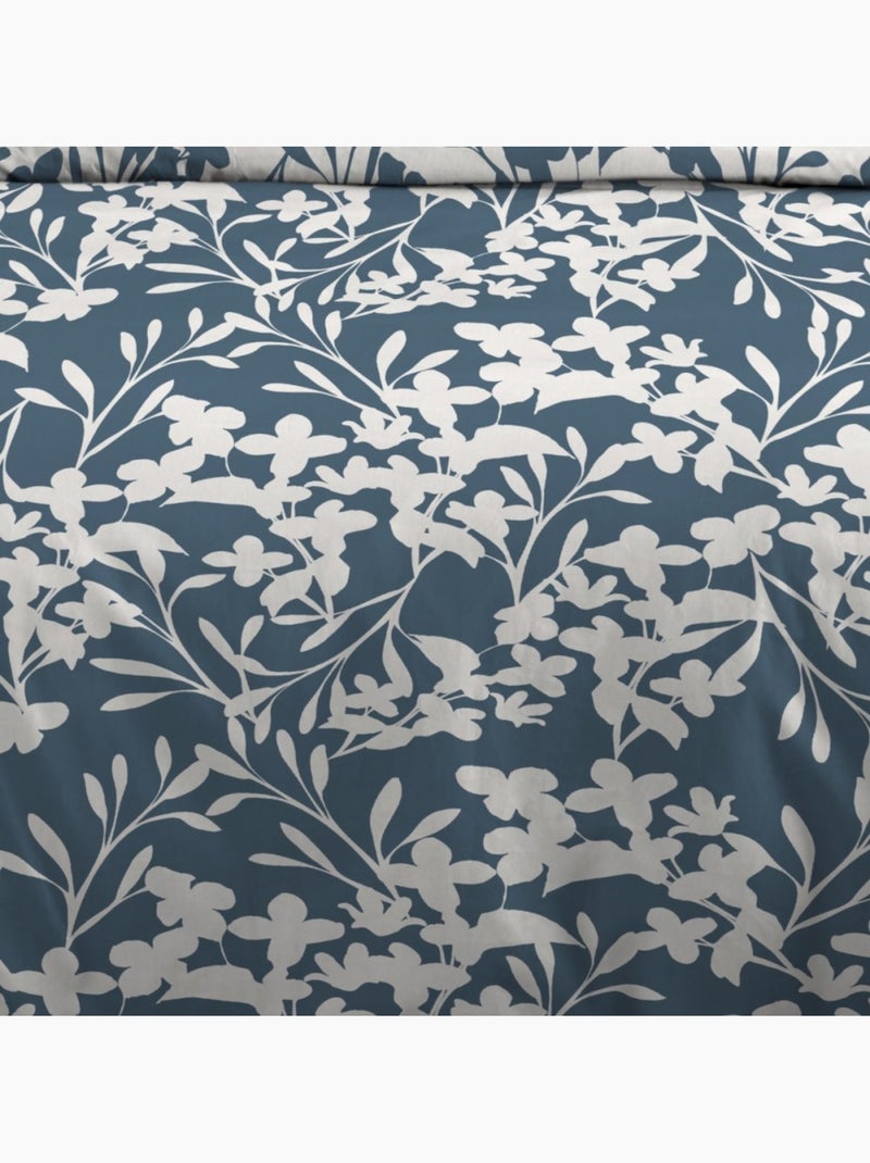 Housse de couette 260x240 finition rabat + 2 taies coton 57 fils Bleu - Kiabi