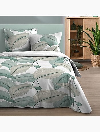 Housse de couette 260x240 finition rabat + 2 taies coton 57 fils