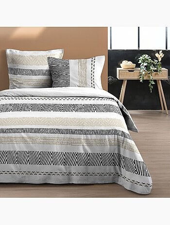 Housse de couette 260x240 finition rabat + 2 taies coton 57 fils