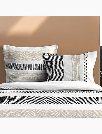 Housse de couette 260x240 finition rabat + 2 taies coton 57 fils