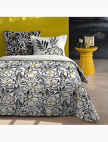 Housse de couette 260x240 finition rabat + 2 taies coton 57 fils