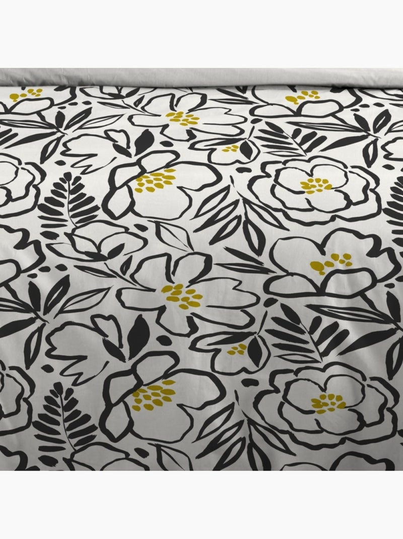 Housse de couette 260x240 finition rabat + 2 taies coton 57 fils Noir - Kiabi