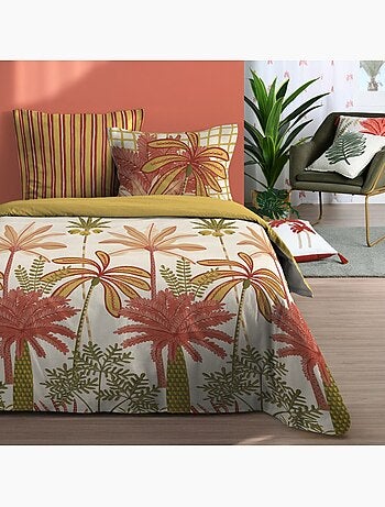 Housse de couette 260x240 finition rabat + 2 taies coton 57 fils