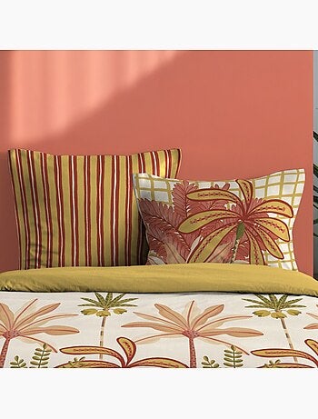 Housse de couette 260x240 finition rabat + 2 taies coton 57 fils