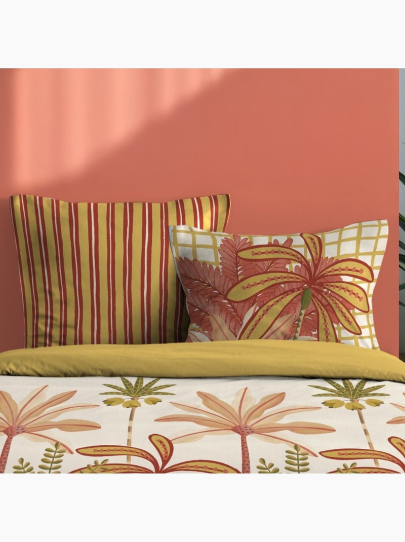 Housse de couette 260x240 finition rabat + 2 taies coton 57 fils Orange - Kiabi