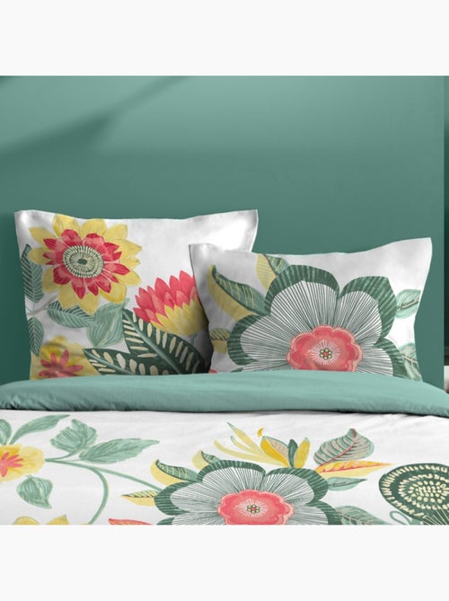Housse de couette 260x240 finition rabat + 2 taies coton 57 fils - Kiabi