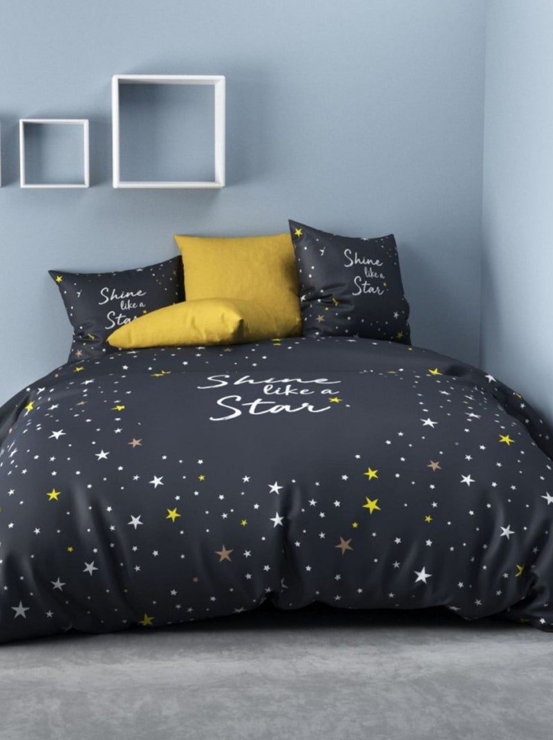 Housse de couette 260x240 GALAXY + 2 taies coton Bleu - Kiabi