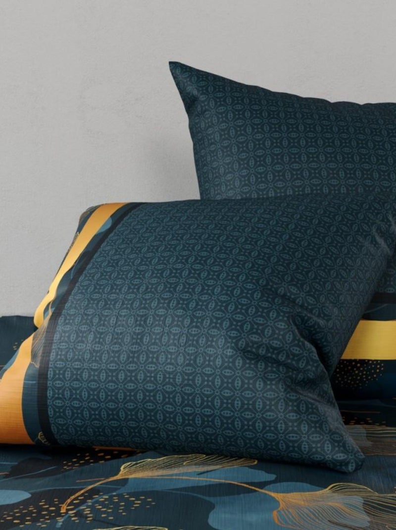 Housse de couette 260x240 GINKO + 2 taies coton 57 fils Bleu - Kiabi