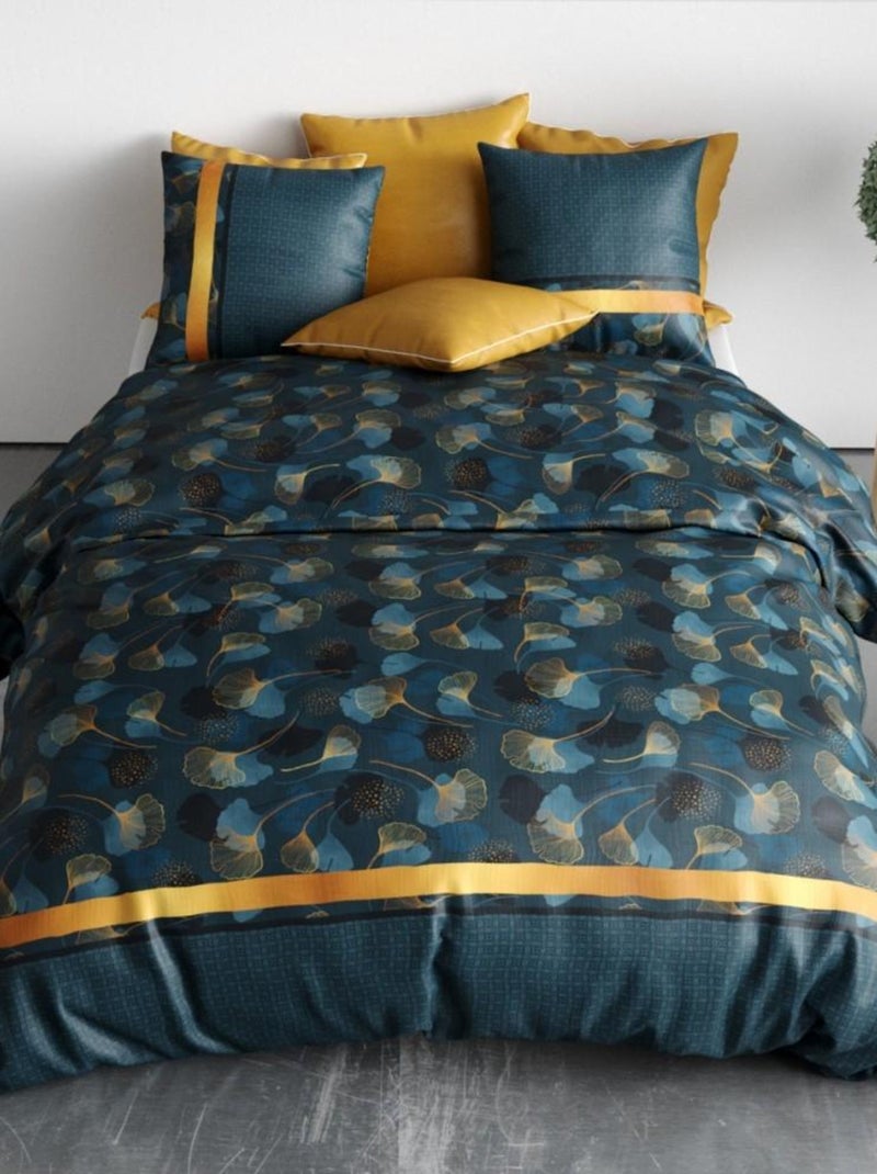 Housse de couette 260x240 GINKO + 2 taies coton 57 fils Bleu - Kiabi