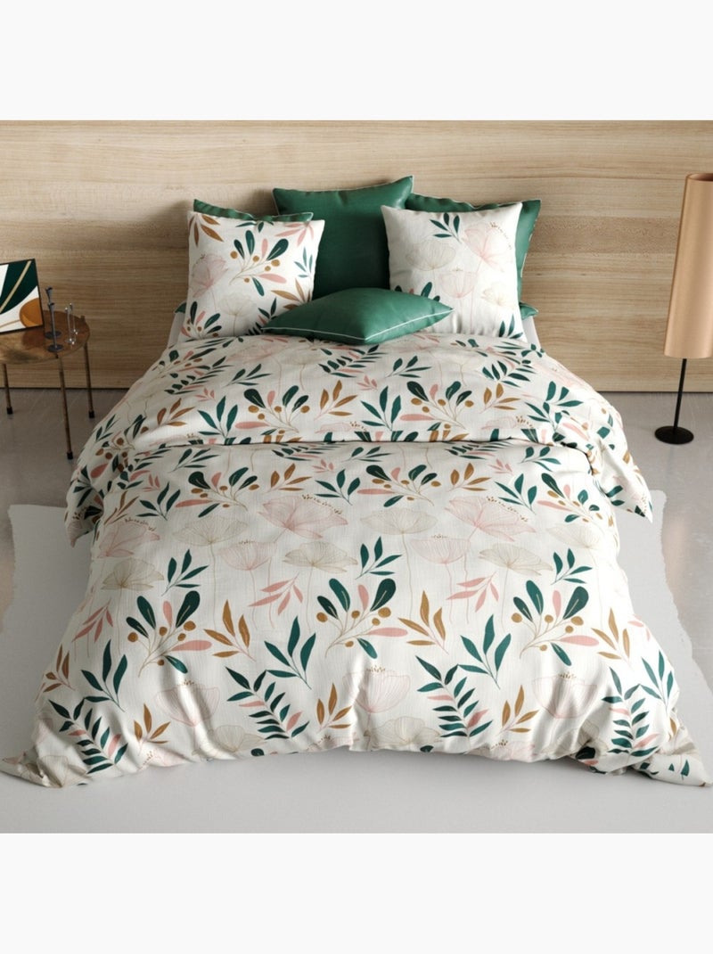 Housse de couette 260x240 KANO + 2 taies coton 57 fils Beige - Kiabi