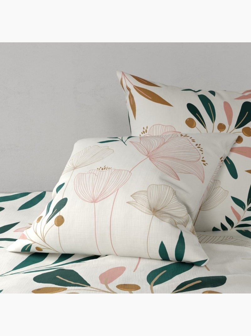 Housse de couette 260x240 KANO + 2 taies coton 57 fils Beige - Kiabi
