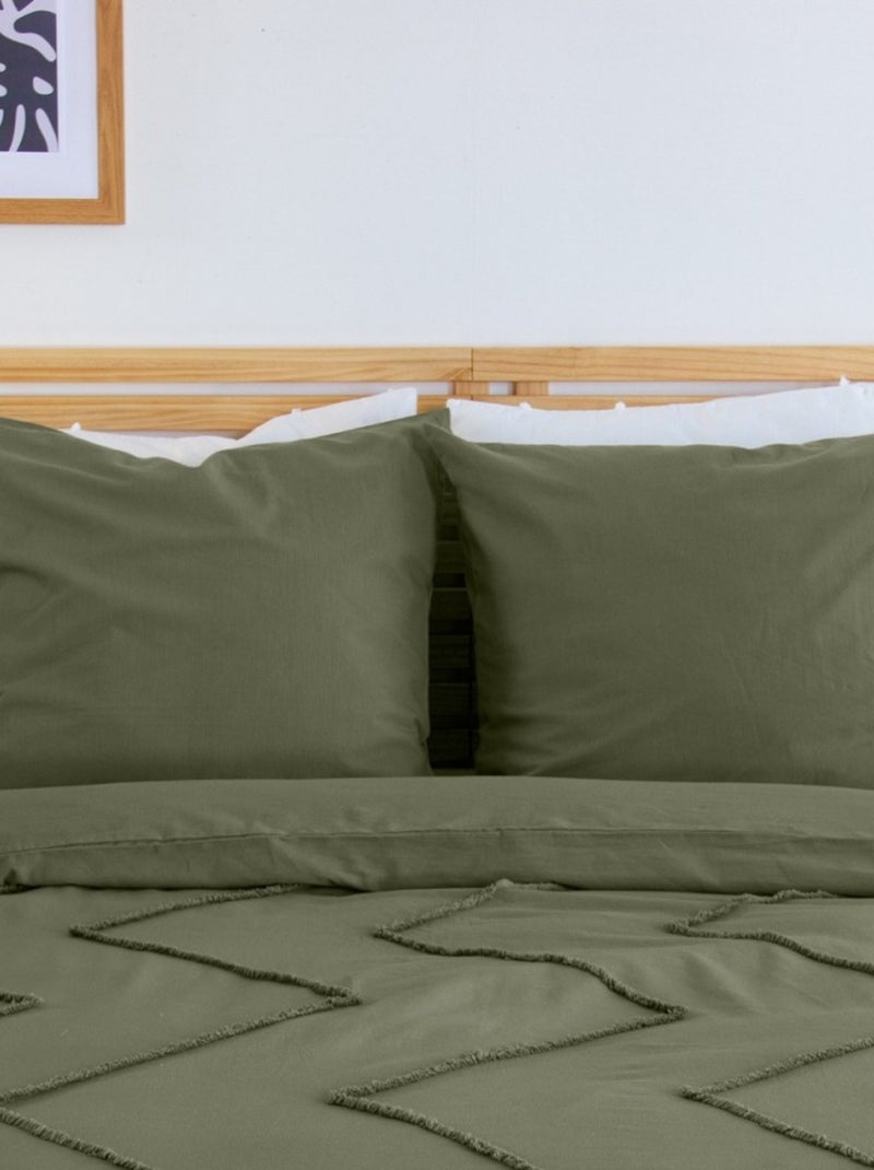 Housse de couette 260x240 KAYL + 2 taies 100% coton lavé 52 fils Marron - Kiabi
