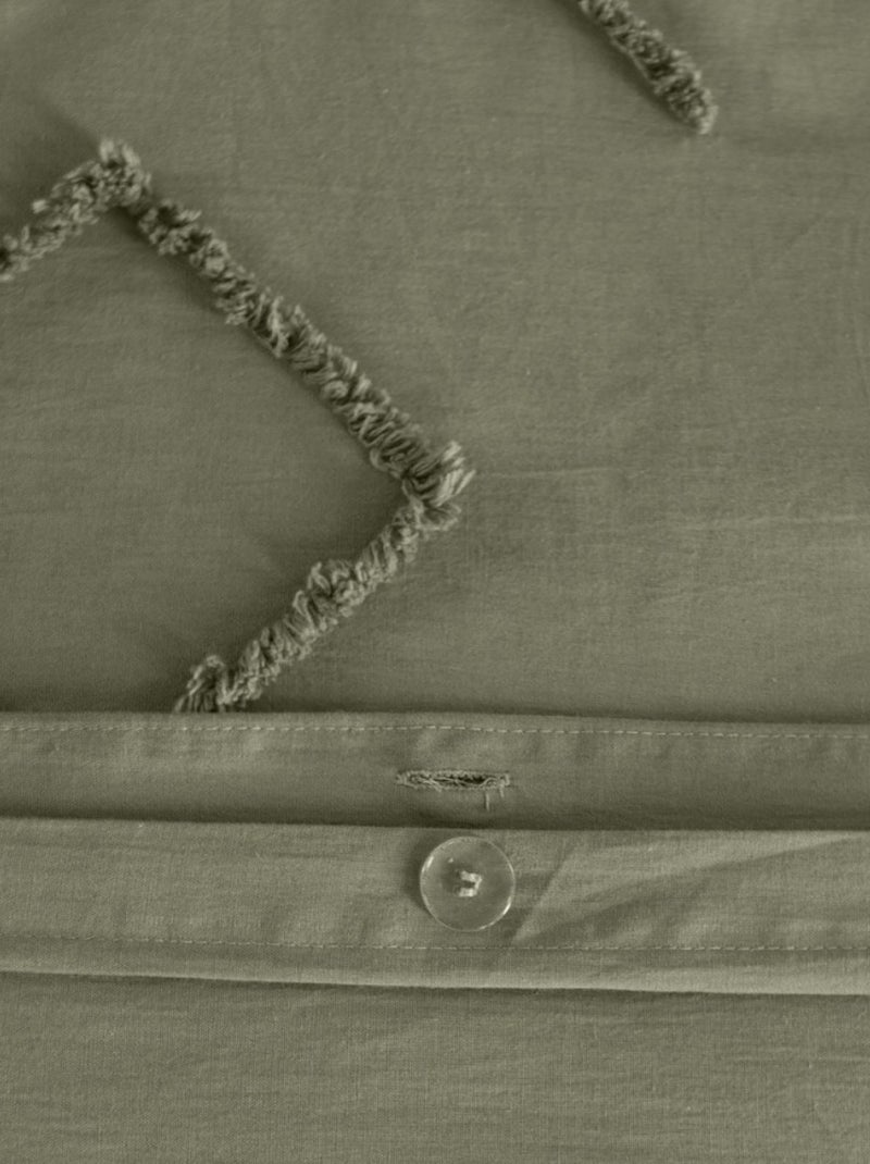 Housse de couette 260x240 KAYL + 2 taies 100% coton lavé 52 fils Marron - Kiabi