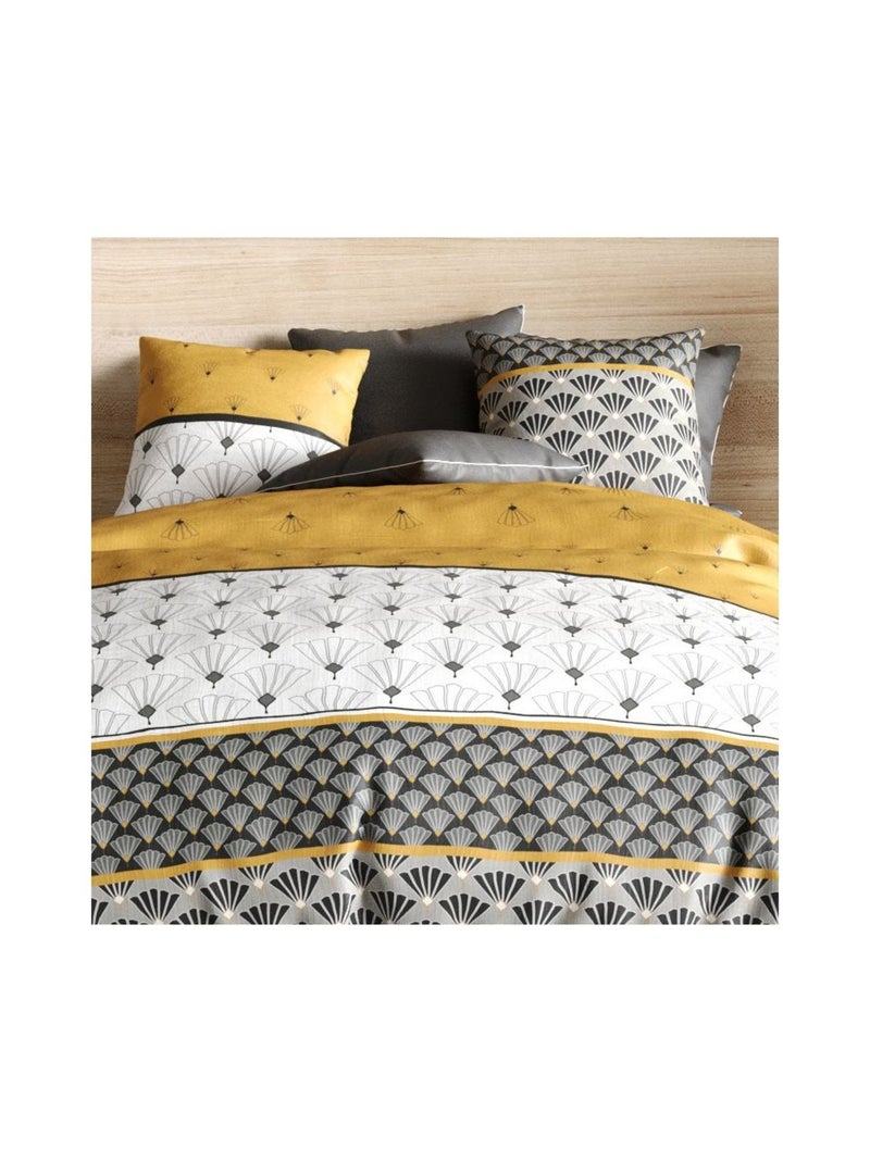 Housse de couette 260x240 Léo + 2 taies coton 57 fils Blanc - Kiabi