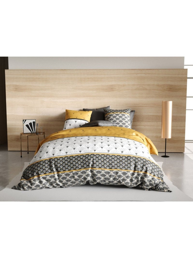 Housse de couette 260x240 Léo + 2 taies coton 57 fils Blanc - Kiabi