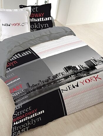 Housse de couette 260x240 MANHATTAN + 2 taies 100% coton
