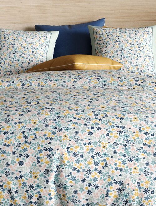 Housse de couette 260x240 + 2 taies Mistic coton - Bleu - Kiabi - 47.90€