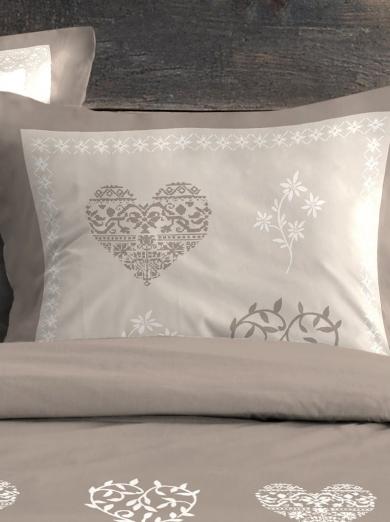 Housse de couette 260x240 MODANE NATUREL + 2 taies coton 57 fils Beige - Kiabi