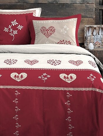 Housse de couette 260x240 MODANE ROUGE + 2 taies coton 57 fils