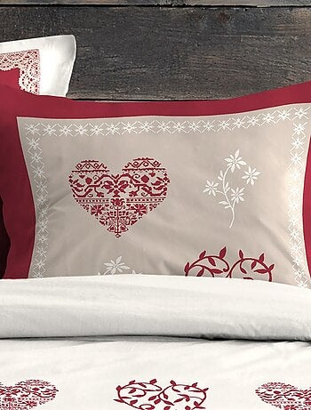 Housse de couette 260x240 MODANE ROUGE + 2 taies coton 57 fils